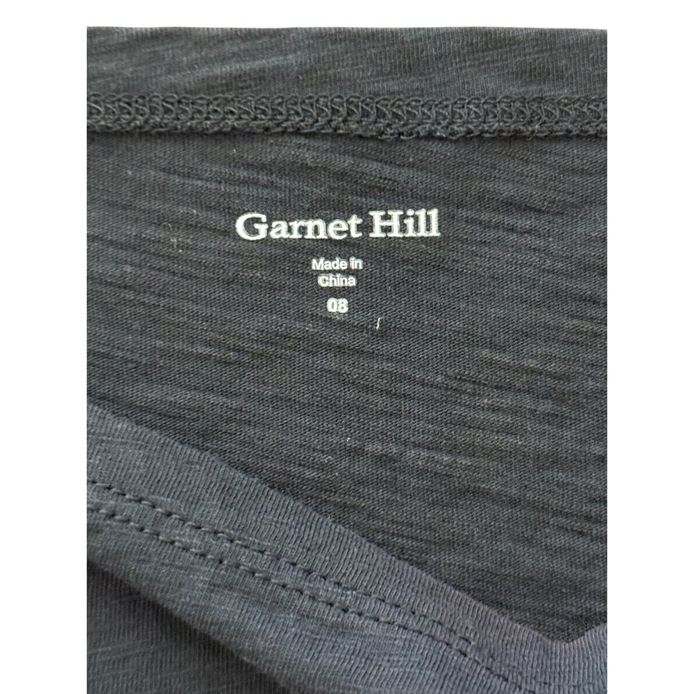 Garnet Hill Womens Midi Dress 3/4 Sleeve Black Cotton Minimalist Size 8 - Picture 4 of 8